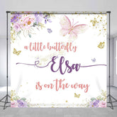 Aperturee - Aperturee Sweet Butterfly Floral Custom Baby Shower Backdrop